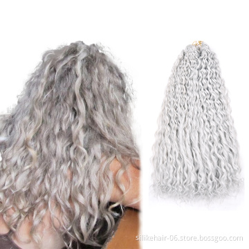 Cheap 24Inch Blonde Grey Silky Long Wavy Ombre Braids Kinky Curly Water Deep Wave Crochet Braiding Synthetic Hair Extensions